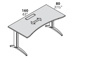5th Element стол с изогнутой столешницей и верхним доступом 160*80*73.5